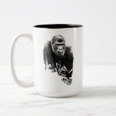 Gorilla Lope Digitale Kontur Kunst Zweifarbige Tasse (Links)