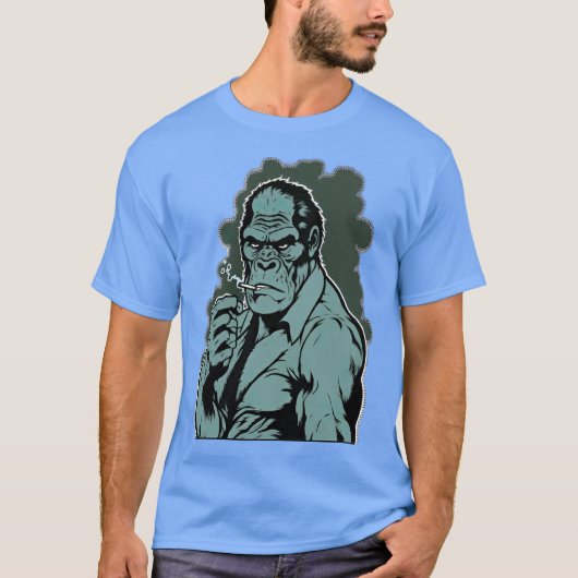 Gorilla mit Anzug und Krawatte und rauchender Ziga T-Shirt (Vorderseite)
