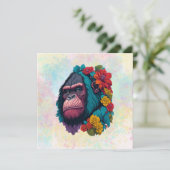 Gorilla mit einem Splash an Blume Dankeskarte (Stehend Vorderseite)