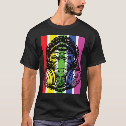 Gorilla mit Gasmaske Rainbow Graffiti T-Shirt (Vorderseite)