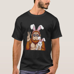 Gorilla mit Hasenohren Friedenszeichen Lustig T-Shirt