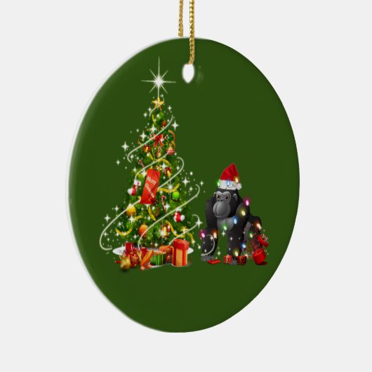 Gorilla mit Hat LIGHTS Weihnachten Keramik Ornament (Rechts)