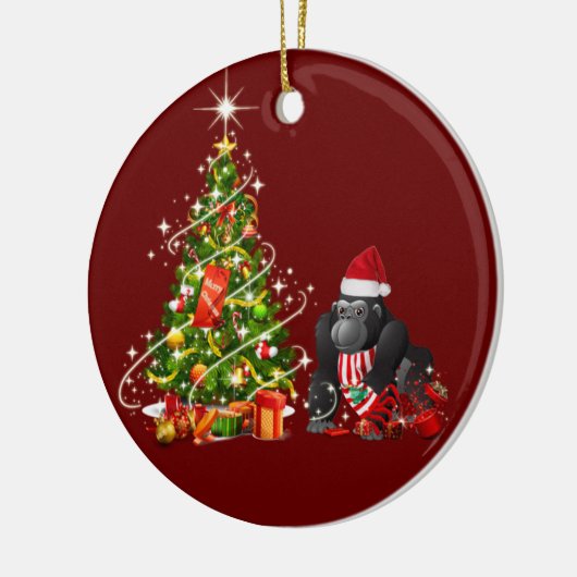 Gorilla mit Hat ScafChristmas Keramik Ornament (Links)