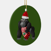 Gorilla mit Hat Scaft Weihnachten Keramik Ornament (Rechts)