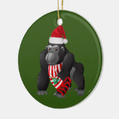 Gorilla mit Hat Scaft Weihnachten Keramik Ornament (Links)