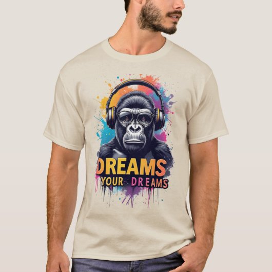 Gorilla mit Kopfhörern T-Shirt (Vorderseite)