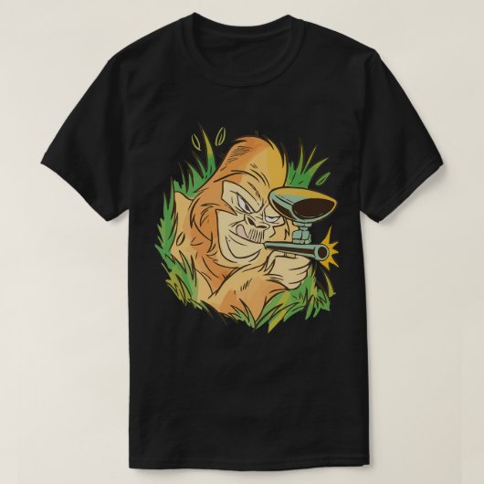 Gorilla mit Paintball Gun Funny Animal T-Shirt (Design vorne)