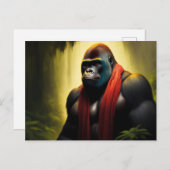 Gorilla mit Schal im Dschungel Postkarte (Vorne/Hinten)