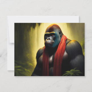 Gorilla mit Schal im Dschungel Postkarte