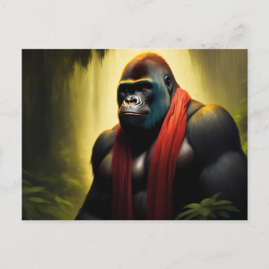 Gorilla mit Schal im Dschungel Postkarte (Vorderseite)