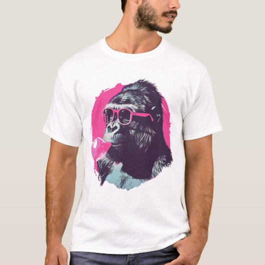 Gorilla mit Sonnenbrille und Kaugummi T-Shirt (Vorderseite)