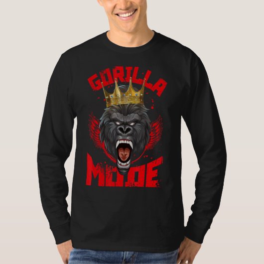 Gorilla Mode Fitness Gym Motivation Besen Workout T-Shirt (Vorderseite)