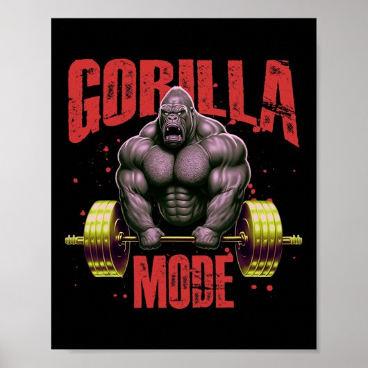 Gorilla-Modus-Gewichtheben-Gym-Körperaufbau-Workou Poster (Vorne)