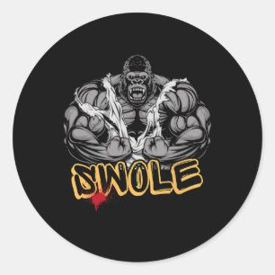 Gorilla-Modus-Starkes-Bodybuilding-Workout-Muskel- Runder Aufkleber