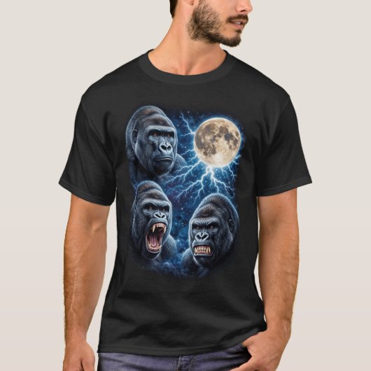 Gorilla Mond Blitz Kunst Starker Affe Gesichter Mo T-Shirt (Vorderseite)