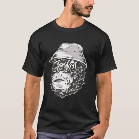 Gorilla Monkey Fisherman Monkey Gorilla T-Shirt (Vorderseite)