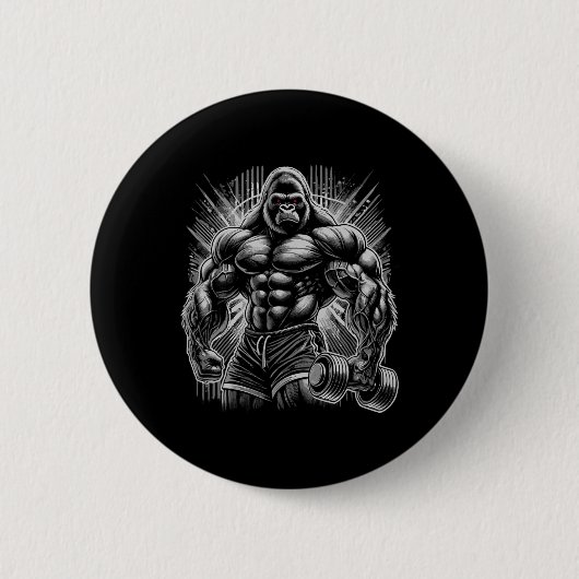 Gorilla Monkey Gym Wear Bodybuilding Workout Motiv Button (Vorderseite)
