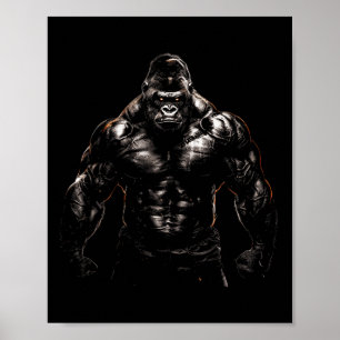 Gorilla Monkey Gym Wear Bodybuilding Workout Motiv Poster