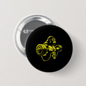 Gorilla Monkey Gym Weight Lifting Bodybuilding Wor Button (Vorne & Hinten)
