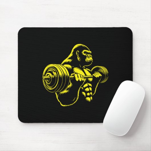 Gorilla Monkey Gym Weight Lifting Bodybuilding Wor Mousepad (Mit Mouse)