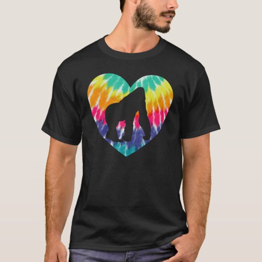 Gorilla Monkey Heart With Tie dye Print For Monkey T-Shirt (Vorderseite)