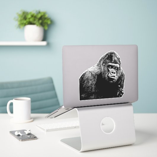 Gorilla Monkey Illustration Jungle Safari Aufkleber (Laptop auf Schreibtisch)