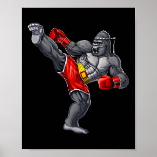 Gorilla Muay Thai Boxen Karate Kickboxen Martial Poster