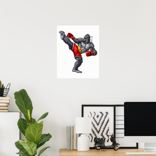 Gorilla Muay Thai Fighter Poster (Heimbüro)
