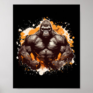 Gorilla Muskeln Fitness Bodybuilding Gym Trainiert Poster