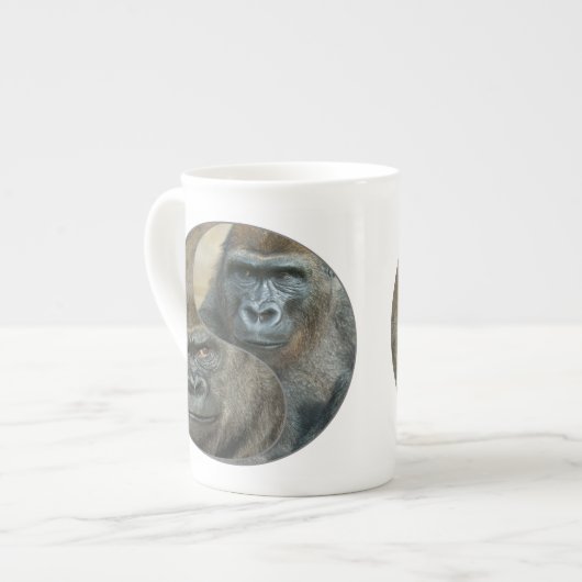 Gorilla Mutter und Sohn Porzellantasse (Vorderseite Links)
