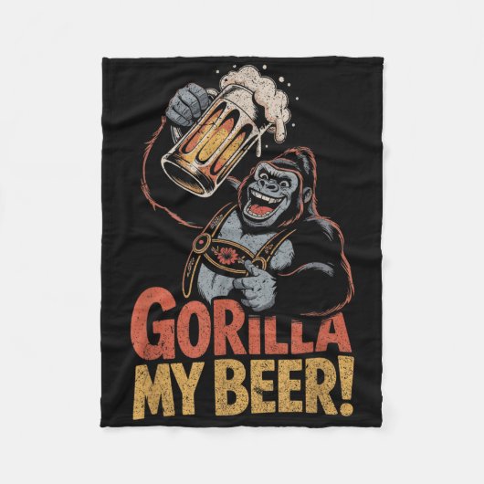 Gorilla My Beer Funny Ape Stein Party Tier Fleecedecke (Vorderseite)