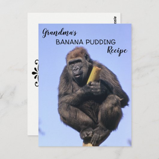Gorilla Oma's Banana Pudding Rezept Kids Cook Postkarte (Vorne/Hinten)