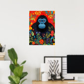 Gorilla Painting Colorful Blume Blätter Poster (Heimbüro)