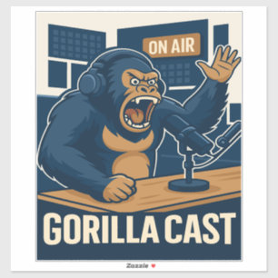 Gorilla-Podcast On Air Studio Lustiger Podcaster Aufkleber