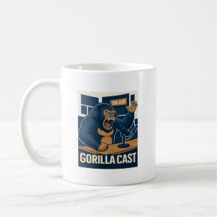 Gorilla-Podcast On Air Studio Lustiger Podcaster Kaffeetasse