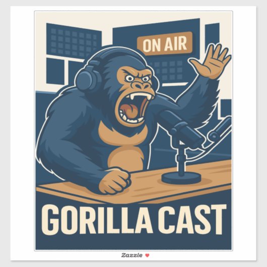 Gorilla Podcast über Air Studio Funny Podcaster Aufkleber (Blatt)