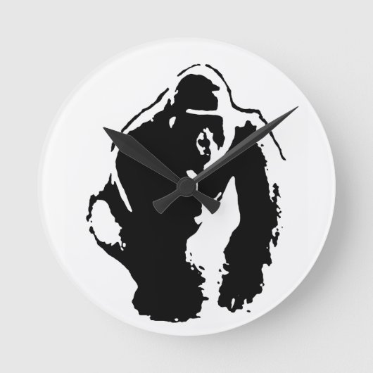 Gorilla Pop Art Runde Wanduhr (Vorderseite)