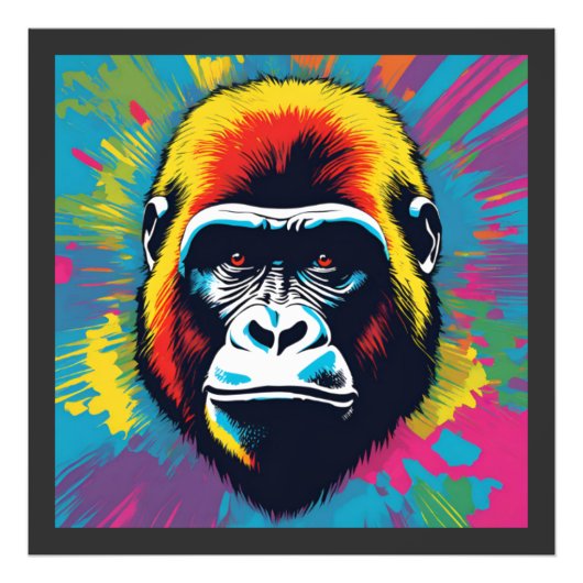 Gorilla Pop Cartoon Zeichnend Fotodruck (Vorne)