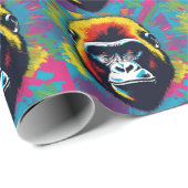 Gorilla Pop Cartoon Zeichnend Geschenkpapier (Rolleneckpunkt)