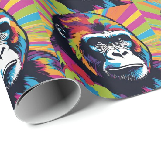 Gorilla Pop Cartoon Zeichnend Geschenkpapier (Rolleneckpunkt)