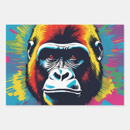 Gorilla Pop Cartoon Zeichnend Geschenkpapier Set (Vorderseite 2)