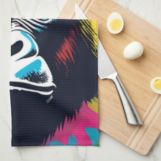 Gorilla Pop Cartoon Zeichnend Geschirrtuch (Viertel Falte)