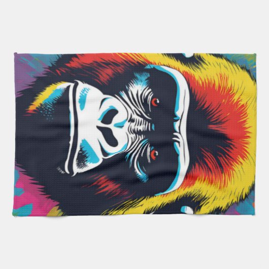 Gorilla Pop Cartoon Zeichnend Geschirrtuch (Horizontal)