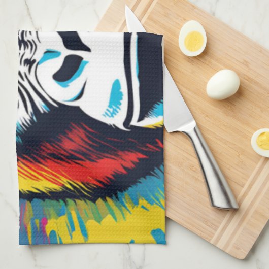 Gorilla Pop Cartoon Zeichnend Geschirrtuch (Viertel Falte)