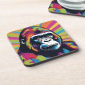 Gorilla Pop Cartoon Zeichnend Getränkeuntersetzer (Linke Seite)