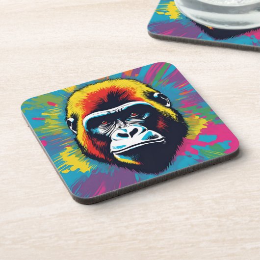 Gorilla Pop Cartoon Zeichnend Getränkeuntersetzer (Linke Seite)