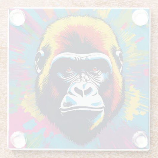 Gorilla Pop Cartoon Zeichnend Glasuntersetzer (Rückseite)