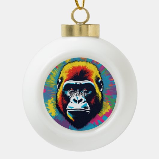 Gorilla Pop Cartoon Zeichnend Keramik Kugel-Ornament (Vorderseite)
