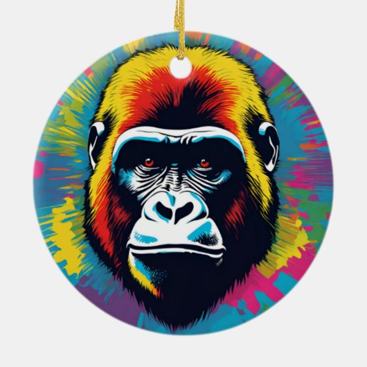 Gorilla Pop Cartoon Zeichnend Keramik Ornament (Hinten)