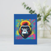 Gorilla Pop Cartoon Zeichnend Postkarte (Stehend Vorderseite)